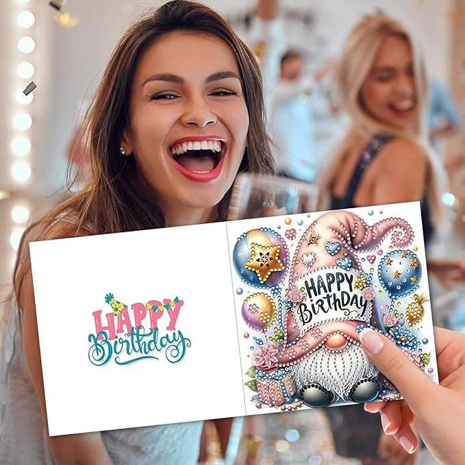 Ceitura 6Pcs DIY Diamond Art Painting Crafts Rhinestone Painting Greeting Card Making Kit Postcard for Holiday Christmas New Year Party Favors (Happy Birthday)