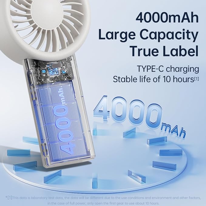 HOMETOP Handheld Fan Mini Portable 5 Speeds, 4000mAh,Personal Powerful Hand/Desk Fan for Travel, Outdoor, Home, Office, Camping, Women Small Fan (1, Black)