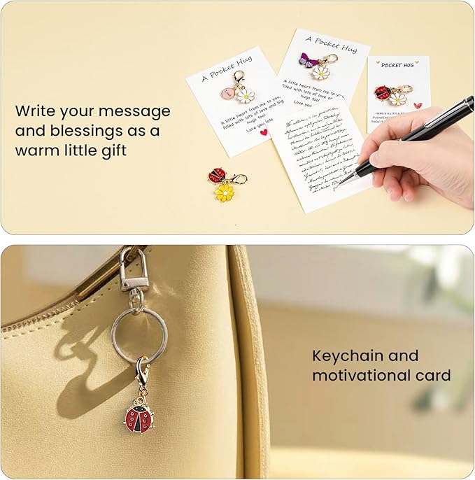 10 Sets Pocket Hug Card with Cute Mini Size Tokens, DIY Sentimental Gift for Encouragement Anxiety Relief & Emotional Support – Inspirational Keepsake for Friends Family Kids & Loved Ones