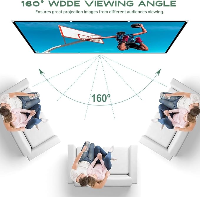AAJK 80 inch Projector Screen, Washable Projector Screen 16:9 Foldable Anti-Crease Portable Projector Movies Screen for Home Theater Outdoor Indoor Support Double Sided Projection