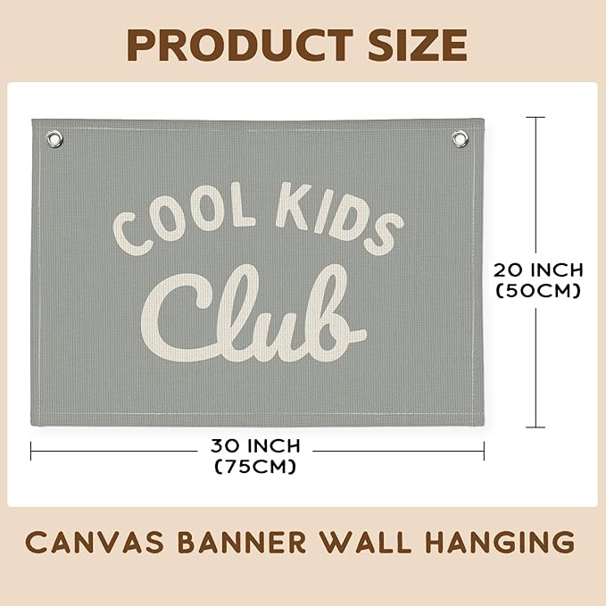 Playroom Wall Decor, Kids Playroom Decor Cool Kids Club Canvas Banner Wall Hanging Banner Flag, Classroom Decorations