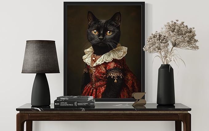 Princess Cat Portrait Art Poster Print, Cat Kitten Painting Humor Portrait Pet Artwork Decor Gallery A8 (Princess, 8 x 10 inches, Unframed)