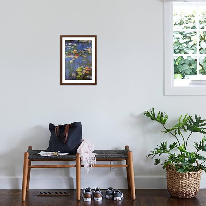 ART.COM Wall Art Print Water Lilies No. 3 on Brown Frame by Claude Monet, 17" x 23"