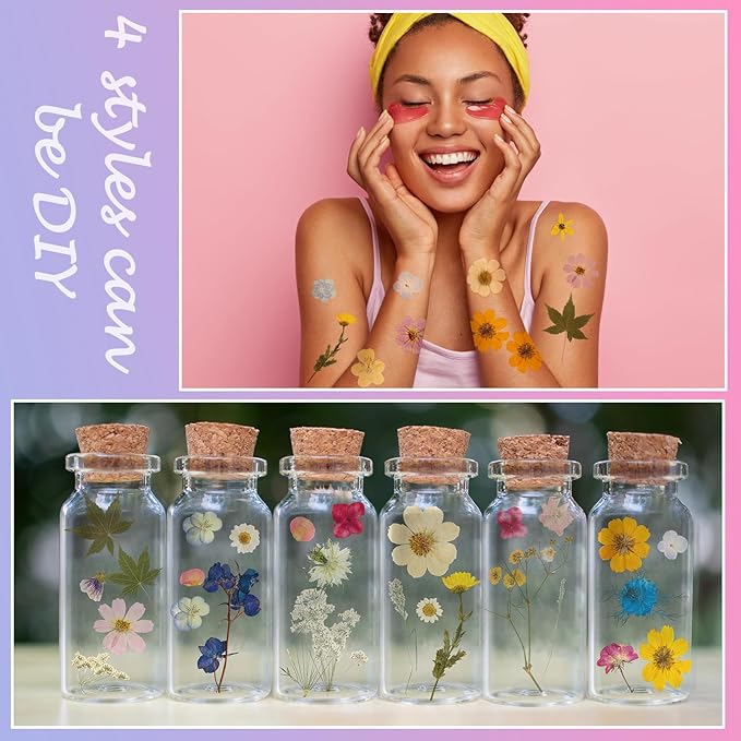 Nuanchu Dried Flower for Crafts Resin Pressed Flowers Bulk Real Dried Wildflowers Leave Natural with Tweezer for Resin Mold Scrapbooking Nail Soap Candle Cake Card Making DIY Craft Christmas Supplies