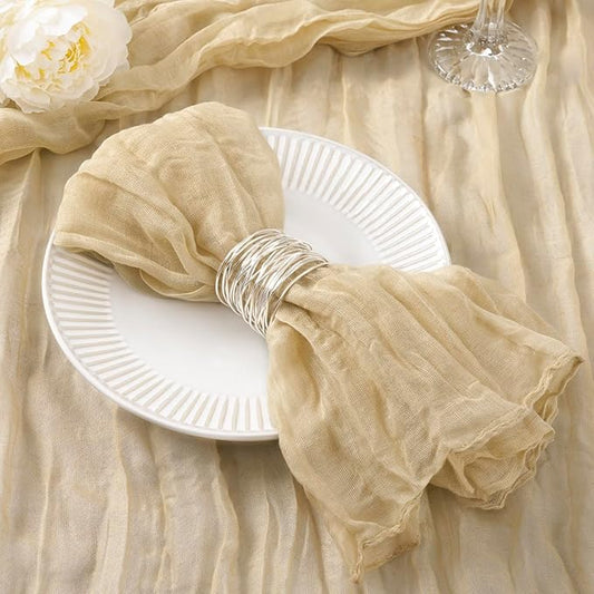 20 Pack Champagne Cheesecloth Napkins Spring Cloth Napkins Set of 20 Champagne Dinner Napkins Bulk 21x21 Inches for Wedding Bridal Shower Baby Shower Valentine's Day