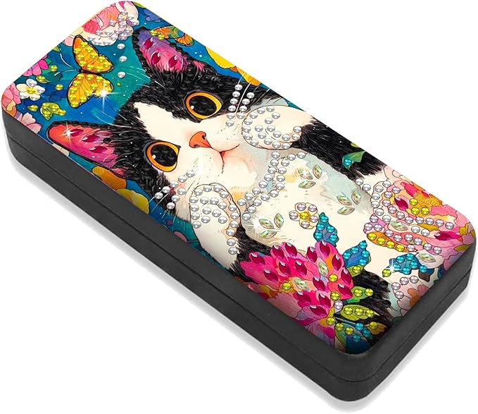 Leatrice Cat Diamond Art Kits for Adults Small Diamond Painting Kit Eyeglasses Case Gem Art Paint by Diamonds Dot 5d Diamond Art DIY for Beginner Women