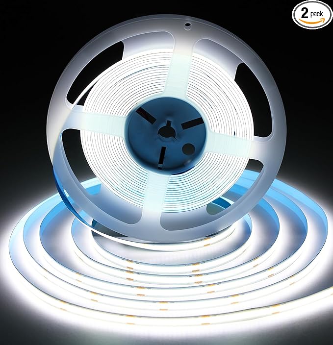 iNextStation 32.8ft/10M White COB LED Strip Light, CRI 93+ 3200 LEDs Light Strip, 6000K Color Temperature COB LED Lights, 8mm Width LED Tape Lights, Dimmable COB Strip Light for TV Backlight(No Plug)
