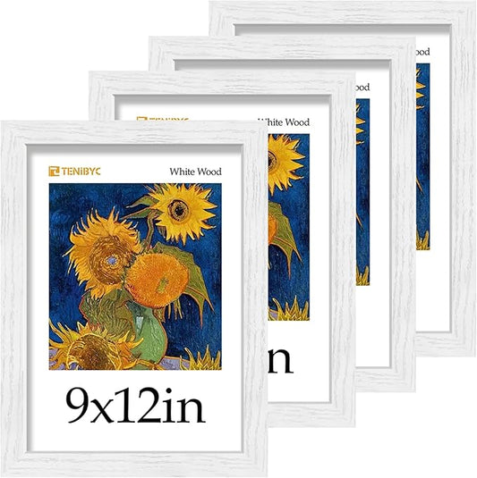 Picture Frame 4 Pack - Solid Wood Poster Photo Frame - Woodgrain Series - Room, Office, Gallery, Studio Display - Wall Hanging