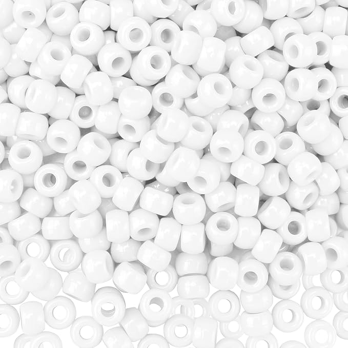 QPIXVB 1100PCS White Pony Beads,Friendship Bracelet Beads Kit,Bead for Jewelry Making and Bracelets Making,Braid Hair Bead for Crafts,Small,White Jewelry Making Supplies for Adults