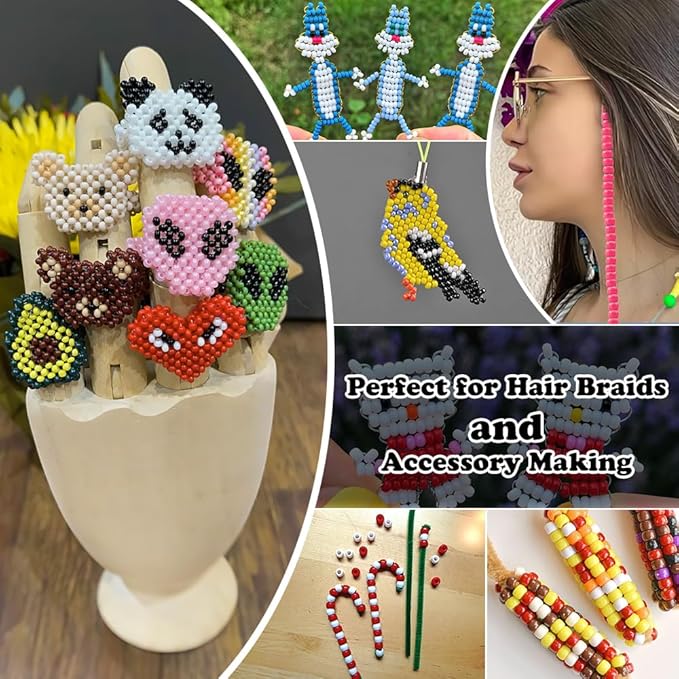 QPIXVB 1100PCS Pony Beads,Beads for Jewelry Making Bracelets Making Friendship Bracelet Hair Beads Kit for Crafts Cute Bulk Pony Beads for Keychain Necklace Making