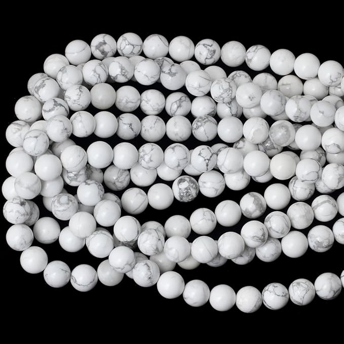 10mm 35PCS Natural White Howlite Gemstone Round Loose Stone Beads for Jewelry Making DIY Crafts Design 1 Strand 15"