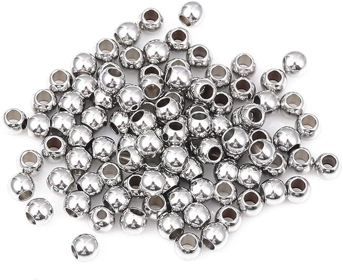 Stainless Steel Spacer Beads 5x4mm Round Loose Charm Caps Beads for DIY Jewelry Making 100pcs with 2.5mm Hole