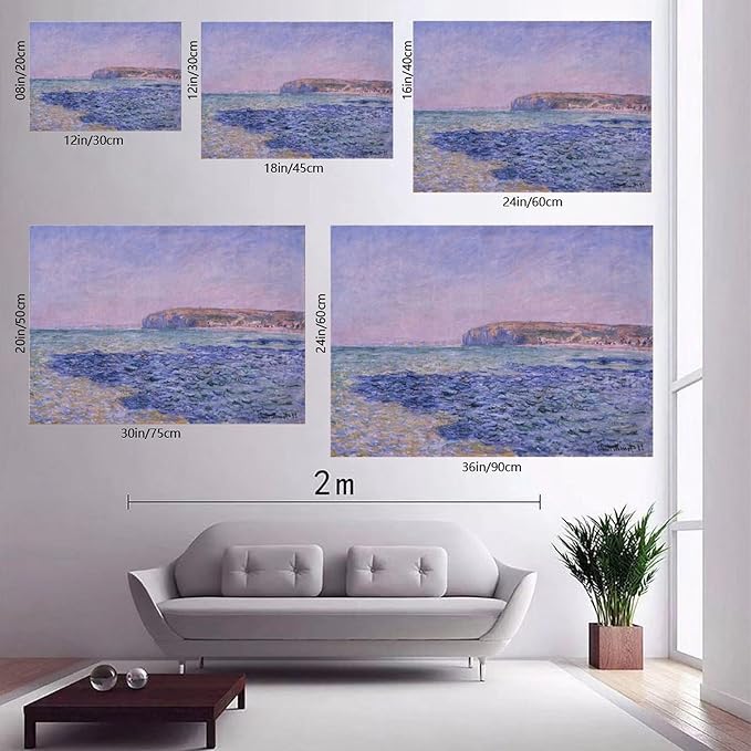40+ Monet Famous Print Posters Shadows on The Sea. The Cliffs at Pourville by Claude Monet Impressionism Canvas Poster Wall Art Print Bedroom Decor Office Room Kitchen Decor Gift Unframe 20×30inch(50×