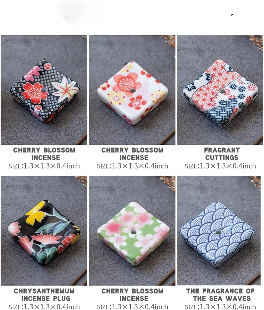 Set of 6, Small Japanese Ceramic Handmade Cute Cherry Blossom Incense Stick Holder or Incense Burner Holder, Unique Ash Catcher Inscent Tray and Decorative Gift, Home Decor 1.34 inch - Image 4