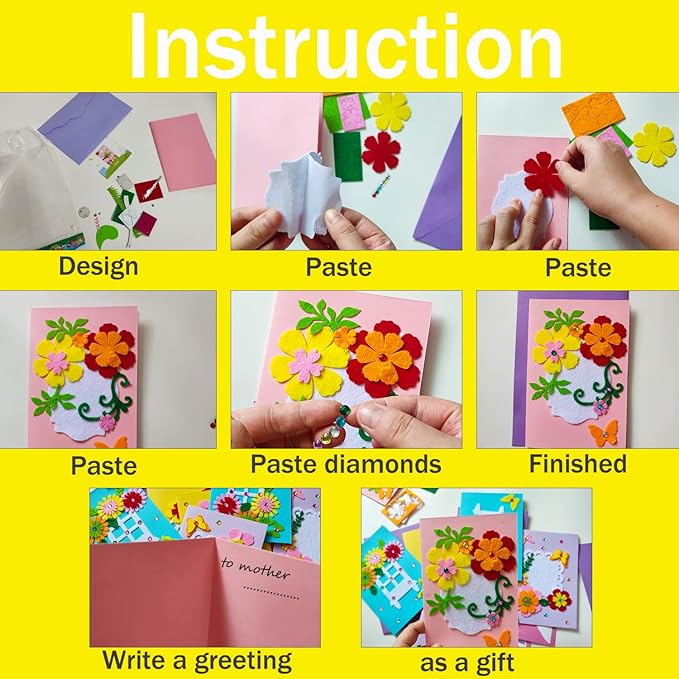 EAJASUCE 8 Set Card Making Kit, Greeting Card Making Kits, Craft DIY Handmade Card Making Supplies Thank You Cards Art Crafts for Kids Christmas Birthday