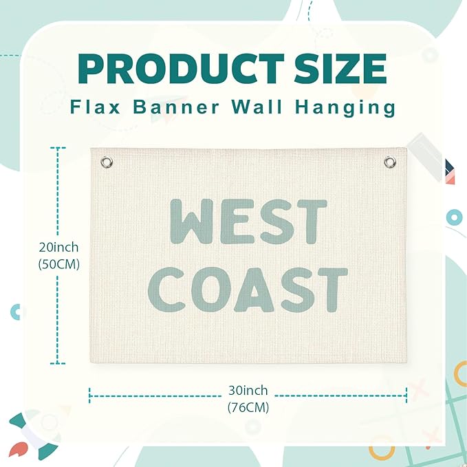 Lacama Coastal Cowgirl Room Decor，Cool Room Decor，West Coast Linen Hanging Banner Flag，Preppy Rooms Decor，Trendy Dorms Flags，Cool Flags，