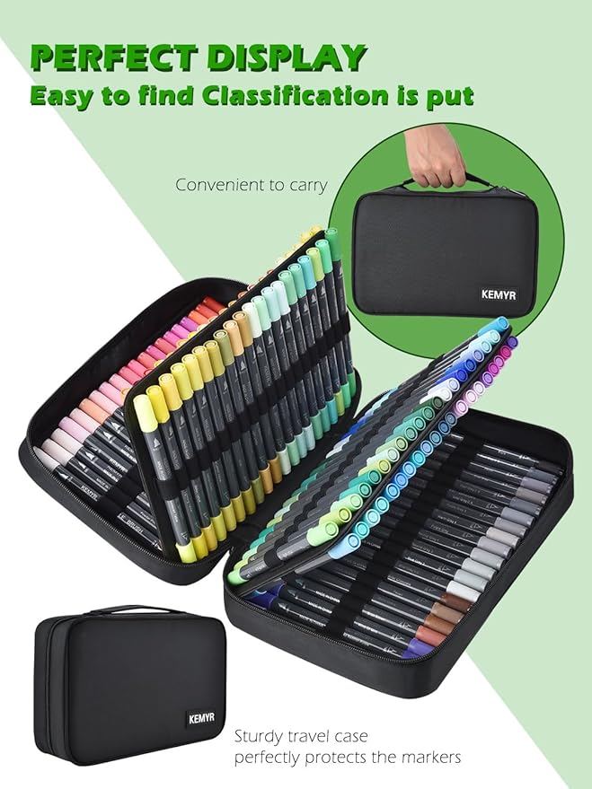 Markers for Adult Coloring Books: 120 Color Dual Tip Fine & Brush Pens - Water-Based Coloring Marker for Adults Drawing Sketching Bullet Journal Writing Lettering No bleeding