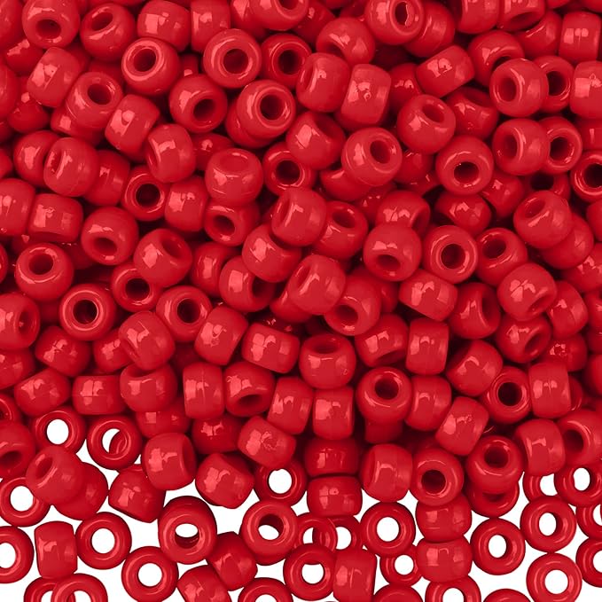 QPIXVB 1100PCS Red Pony Beads,Christmas Beads for Jewelry Making,Friendship Bracelet Bead Kit for Crafts,Bulk Pony Bead for Christmas DIY Crafts Gifts