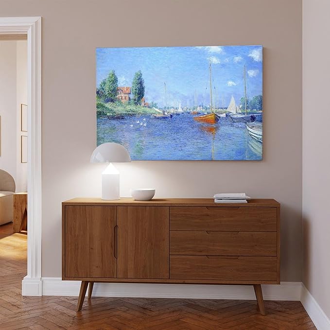 CFIOZYOS 40+ Monet Famous Print Posters Red Boats, Argenteuil by Claude Monet Impressionism Canvas Wall Art Print Poster For Home School Office Decor Frame 24×36inch(60×90cm)