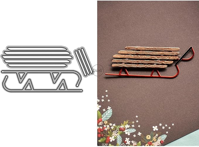 DzIxY Christmas Patchwork Sleigh Metal Cutting Dies for Card Making Kit Embossing Paper Die Cuts Set Scrapbook Stencils Supplies Machine Templates