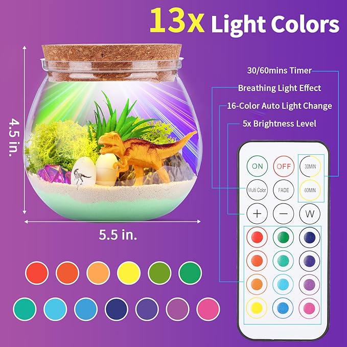 Dinosaur Gifts for Boys 4-12 Years Old, Dinosaur Crafts Kit for Kids, Light Up Decoration with Remote - Arts and Crafts for Kids, Birthday Gifts Toys for Boys Age 4 5 6 7 8 9 10 11 12
