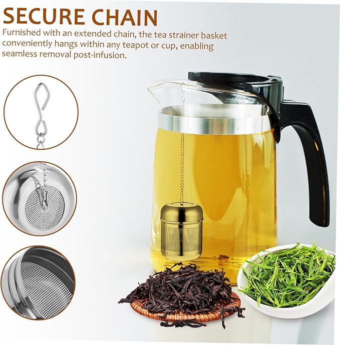 4pcs Stainless Steel Tea Infuser Basket with Chain Fine Mesh Tea Strainer Multi-use Steeper for Spices and Seasonings