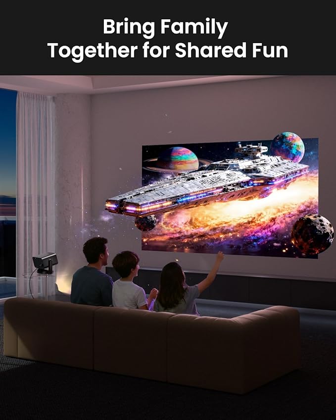 Smart Projector with WiFi and Bluetooth, UCOCARE Mini Portable Projector 4K Supported, Native 1080P Projector, Electric Focus, Auto Keystone, 50% Zoom, Video Home Movie Projector for Phone/PC/TV Stick