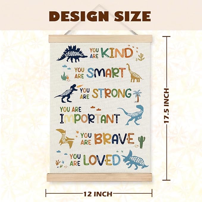 Luvadian Inspirational Dinosaur Poster Hanger Frame - Dinosaur Decor for Boys Room, 12x16 Inches