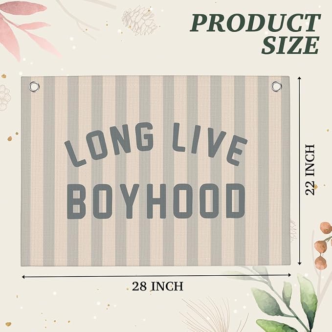 Stripe Live Boyhood Boys Room Playroom Wall Decor Vintage Sports Decor for Nursery Playroom Kids Bedroom Dorm Toddler Decorations 22x28 Inch
