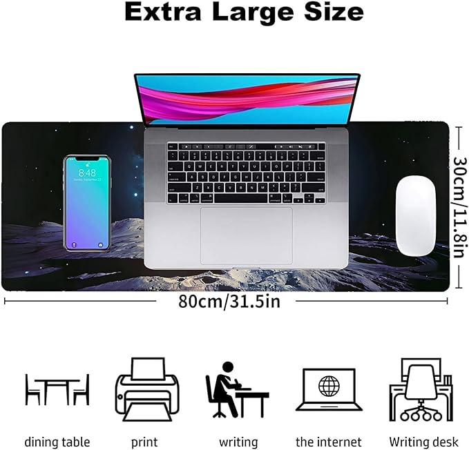 Funny Astronaut Gaming Mouse Pad, Office Desk Mat, Anti-Slip Rubber Base Cool Aesthetic Mouse Pads for Computer Laptop Keyboard School Home Desktop Gamer Home Accessories Decor 31.5" x 11.8"
