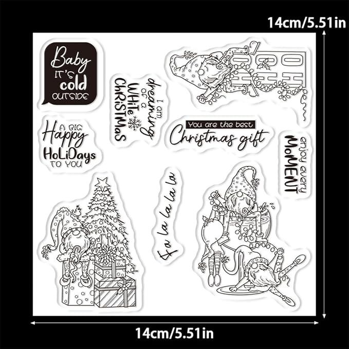 Santa Box Christmas Tree Stamps and Cutting Dies for Card Making DIY Transparent Silicone Clear Stamp and Metal Die Cuts Sets for Scrapbooking Paper Greeting Cards Decor Seals Craft Supplies