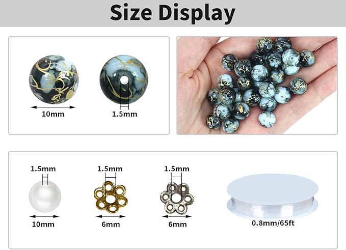 Pamir Tong 300PCS 10mm Glass Beads for Jewelry Making,Round Smooth Beads, Bracelet Space Loose Beads for Earring, Necklaces, DIY Crafts & Gifts-Adult Craft Supplies