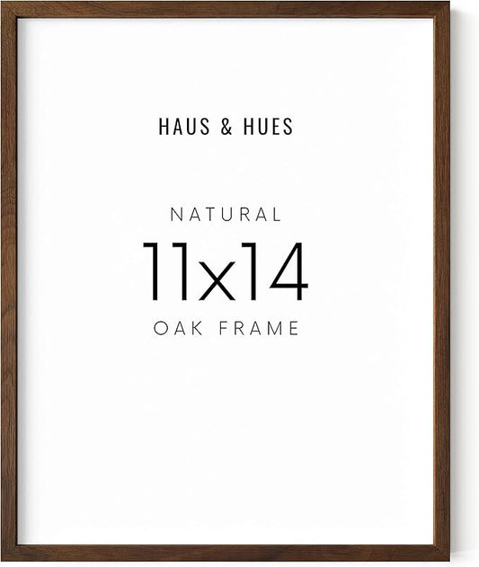 HAUS AND HUES Walnut Oak 11x14 Wood Picture Frame - Modern & Natural Wall Decor for Bedroom, Living Room, Office Poster Display - Walnut Wood Poster Frames for Wall Art