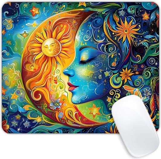 Square Mouse Pad Blue Girl and Flowers,Gaming Mouse Pads for Desk,Soft Computer Waterproof Non-Slip Mouse Mat