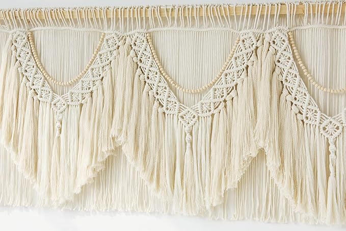 IOWER Macrame Wall Decor 75" W x 35" L Extra Large Macrame Wall Hanging Craftsmanship Boho Wall Decor