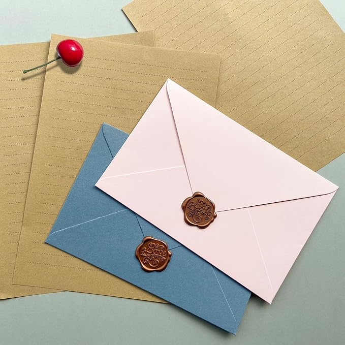 Tuhangcc Premium Velvet-Touch Stationery Set with Unique Design Colors - Best Paper and Elegant 4x6 Envelopes (24 Writing Sheets + 12 Envelopes) for Love Letters and Party Invitations (Purple)
