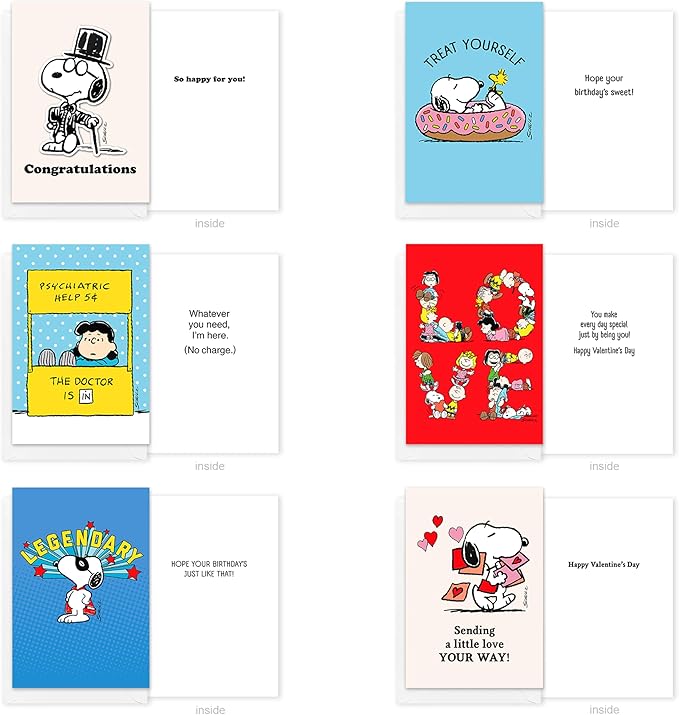 American Greetings 30-Count All Occasions Peanuts Card Pack with Keepsake Box and Envelopes