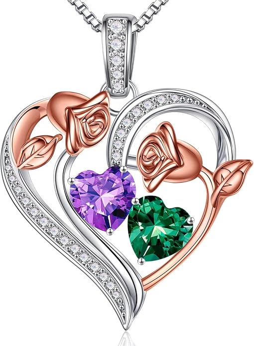 Iefil Christmas Gifts for Women Wife - 925 Sterling Silver Rose Heart Necklace, Stocking Stuffers for Women, Anniversary Birthday Gifts for Wife Girlfriend Mom