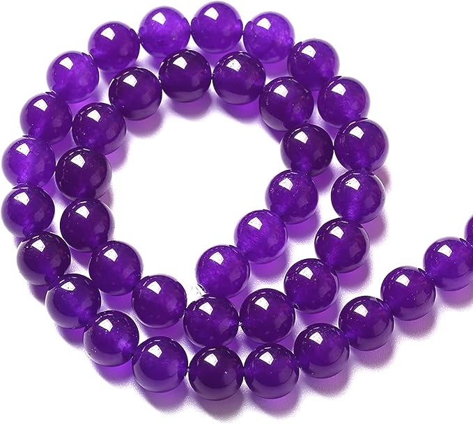 45pcs 8mm Natural Amethyst Jade Stone Round Loose Spacer Beads for DIY Jewelry Making Necklaces Bracelets Healing Energy Beads (8mm, Amethyst Jade)