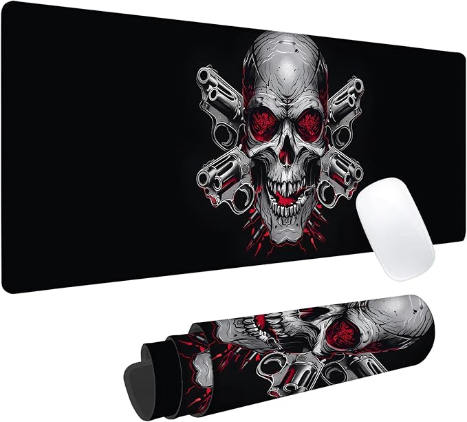 Skeleton Pirate Gaming Mouse Pad, Office Desk Mat, Anti-Slip Rubber Base Cool Aesthetic Mouse Pads for Computer Laptop Keyboard School Home Desktop Gamer Home Accessories Decor 31.5" x 11.8"