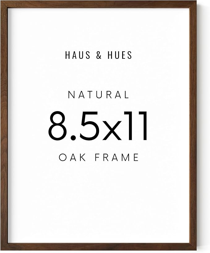 HAUS AND HUES 8.5x11 Walnut Oak Frame - Wooden Poster Display, Rustic Certificate Holder