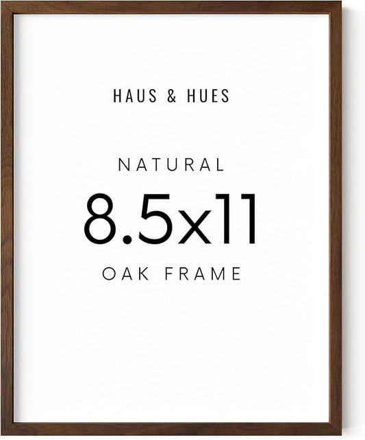 HAUS AND HUES 8.5x11 Walnut Oak Frame - Wooden Poster Display, Rustic Certificate Holder