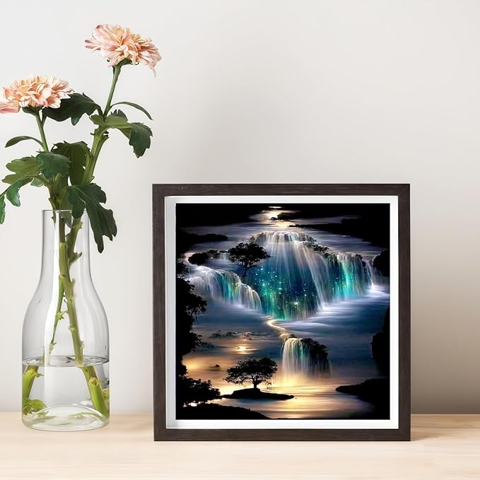 CSZPPQAF 5D Diamond Painting Kits for Adults, Waterfall Landscape Diamond Art Kits for Adults Beginner, DIY Full Drill Gem Art Paint by Diamonds Dots Crafts Kits for Home Decor 13.7x13.7Inch