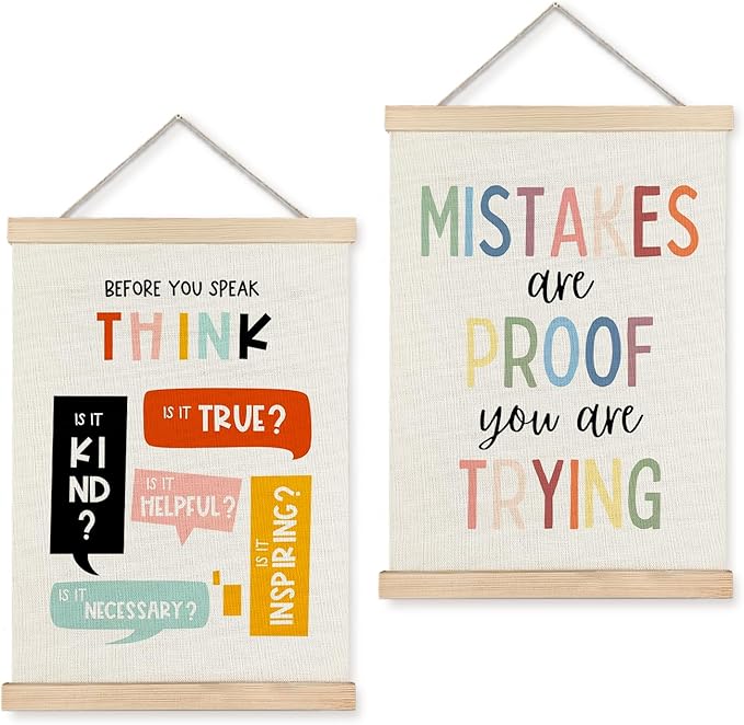 LUVADIAN Classroom Posters, Mistakes Are Proof Poster Hanger Frame, Boho Classroom Decor, Educational Wall Art for Kids Room Classroom Playroom, Teacher Office Decor, 12x16 Inches Set of 2