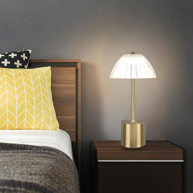 Crystal LED Table Lamp, Portable Rechargeable Desk Light, 3 Levels Brightness, Touch Control, Small Battery Operated Lamp - Cordless Convenience, Stepless Dimming, Ideal for Home