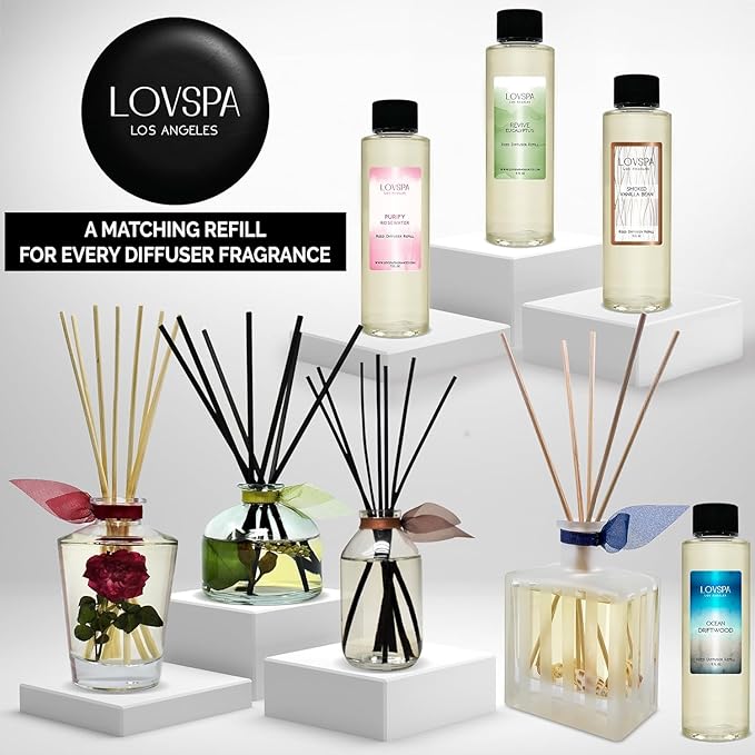 LOVSPA Lavender Vanilla Diffuser Oil - Essential Oils for Diffuser Refill & Air Freshener Room Spray - Long-Lasting & Natural Home Fragrance, Scented Oil for Diffusers, USA Made, 8 oz