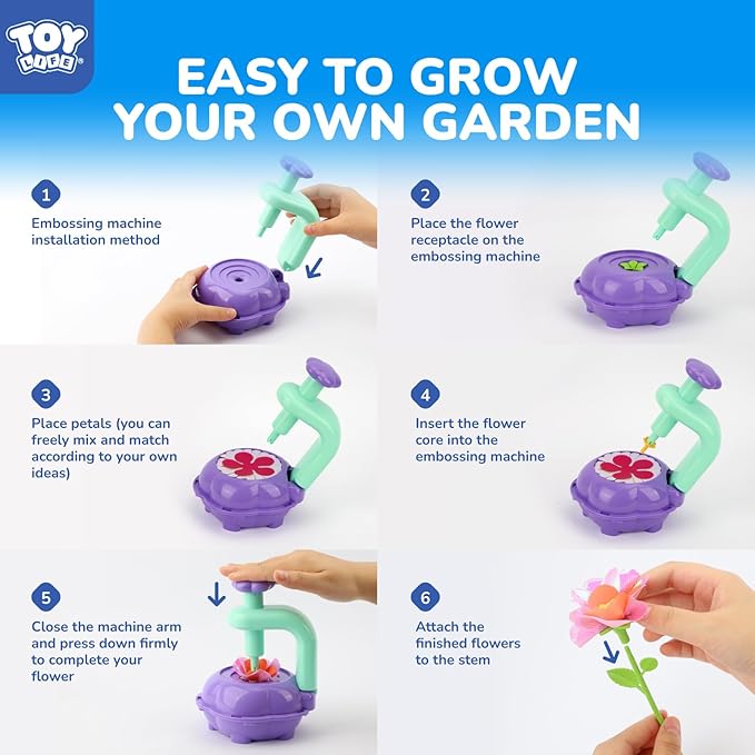 TOY Life DIY Flower Bouquet Making Kit for Girls - Creative Fabric Flower Craft Kit for Kids Ages 4-8, Educational Birthday Valentine's Day Gift for 5, 6, 7, 8 Year Old Girls, Arts and Crafts Toys