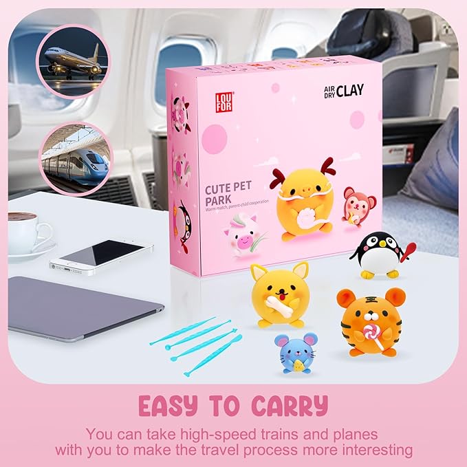 Air Dry Clay Kits - Modeling Clay for Kids, Ultra Light & Soft, Safe & Non-Toxic, 12 Boxes DIY Model Magic Clay with Sculpting Tools & Tutorials, Creatible Art Crafts Toys Gifts Boys Girls