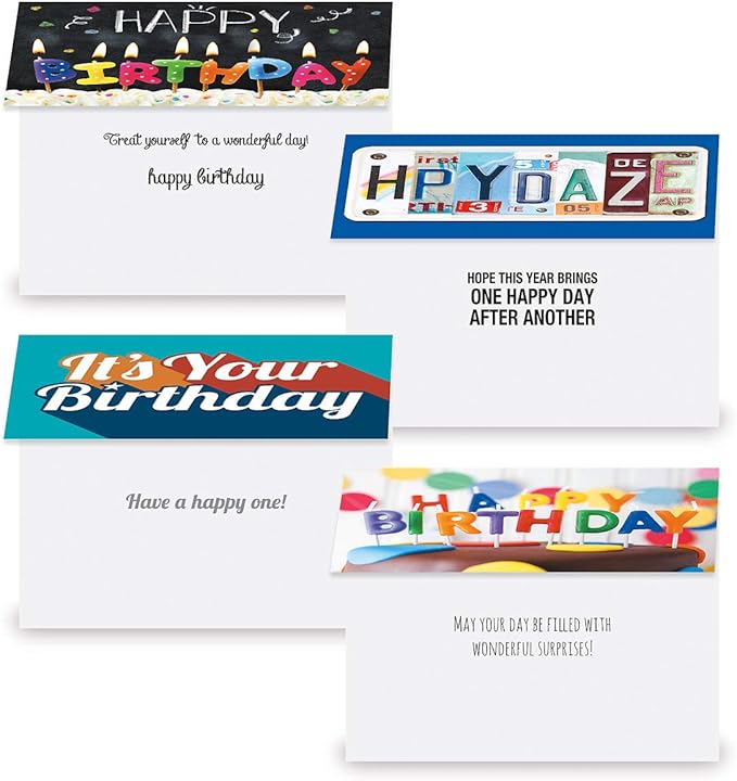 Current Mega Birthday Greeting Card Value Pack - Set of 40 (20 Designs), Large 5" x 7", Birthday Cards with Sentiments Inside, White Envelopes