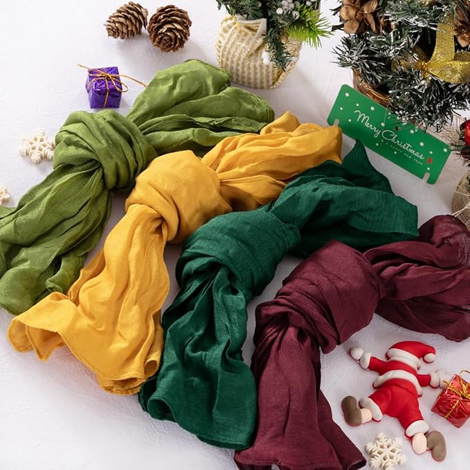 20 Pack Fall Cheesecloth Napkins Washable Christmas Cloth Napkins Set of 20 Cotton Dinner Table Napkins Bulk 21x21 Inches for Thanksgiving Xmas Wedding Bridal Baby Shower Party Decor